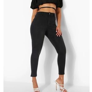 Petite high rise disco jean black